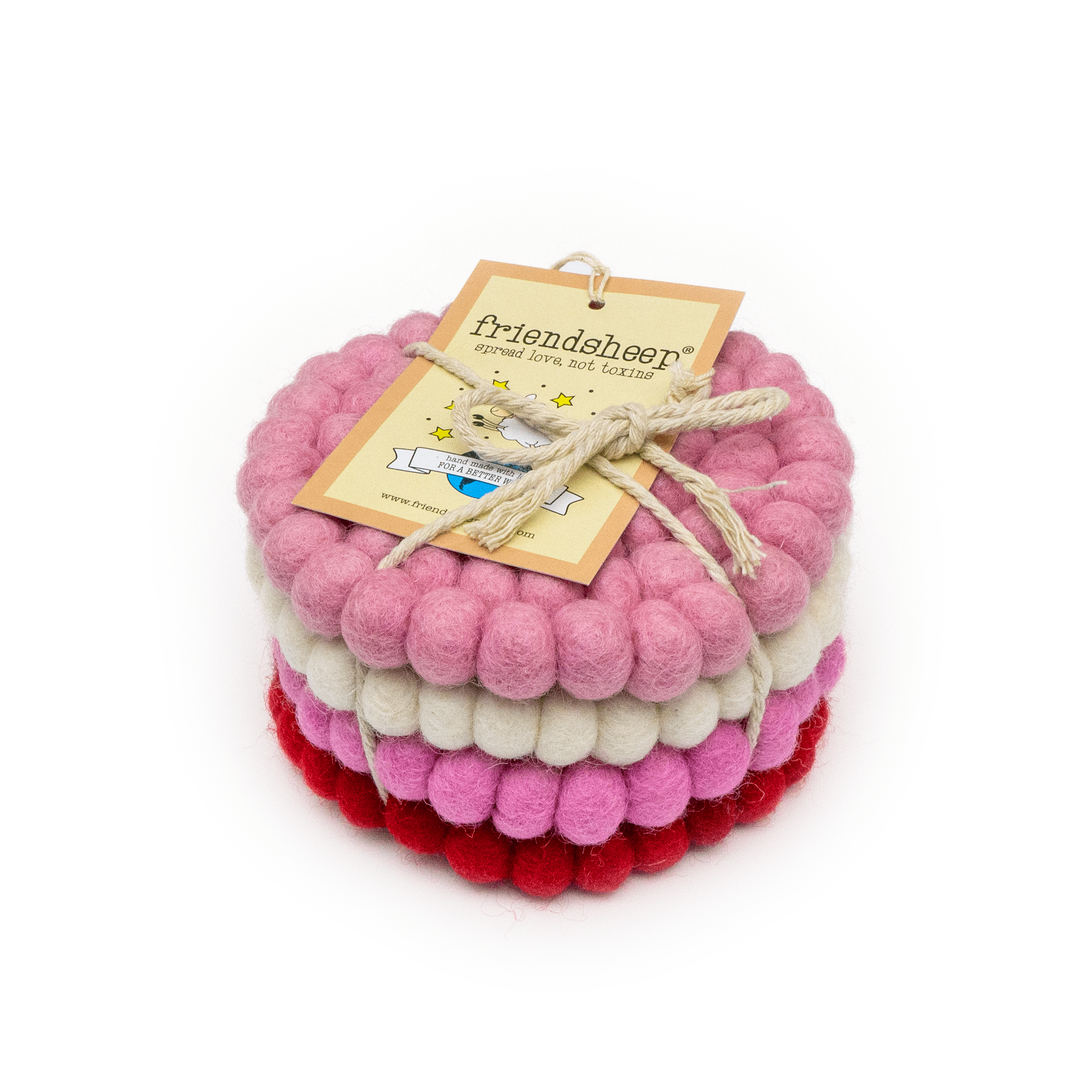 Pink Button Coaster Pink Valentine's Eco Coasters – ZeroWasteStore.com