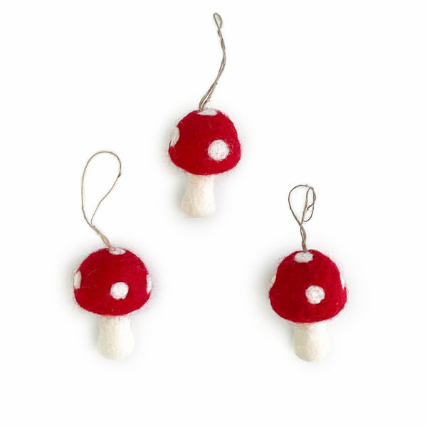 Friendsheep Red Toadstool Ornaments - Set of 3