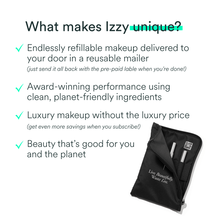 Izzy Zero Waste Beauty BLK Recyclable Mascara - Zero Waste Mascara, Vegan, Carbon Neutral