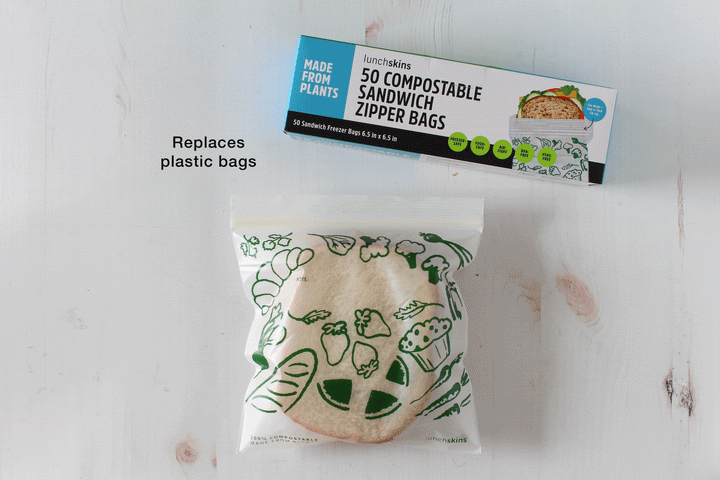 Lunchskins Ziptop Compostable Freezer-Safe Sandwich Storage Bags