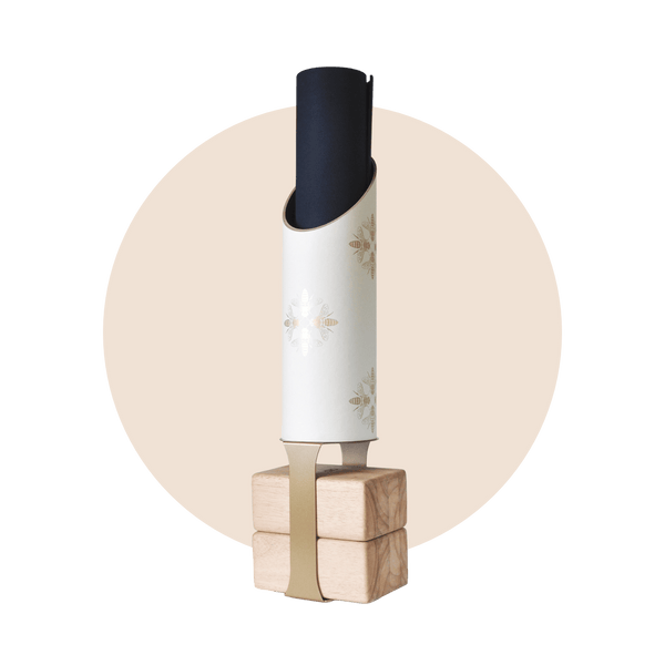 Mache Cream Apis Yoga Mat Tube + Gold Stand Apis Yoga Storage Bundle – Sustainable Wall-Mounted Yoga Organizer