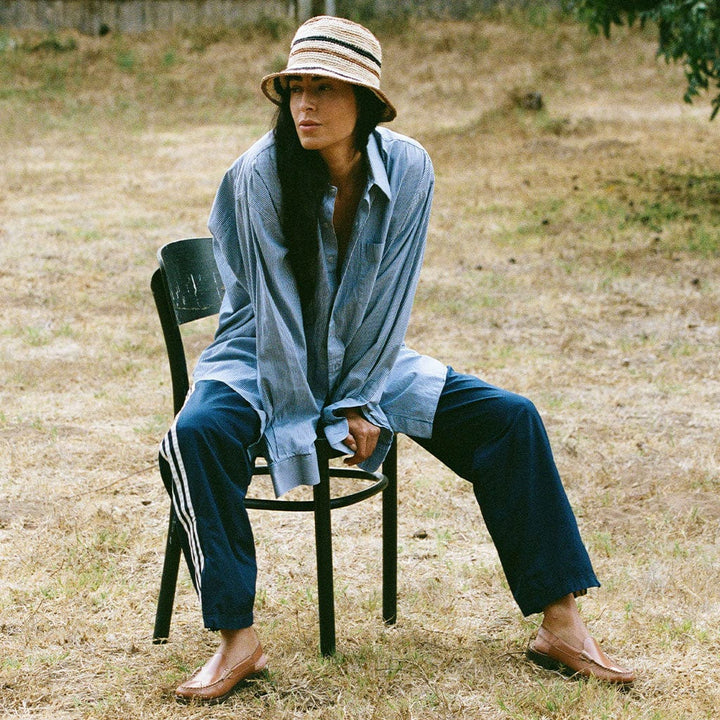 Made by Minga Fall Bucket Hat - Creme Striped