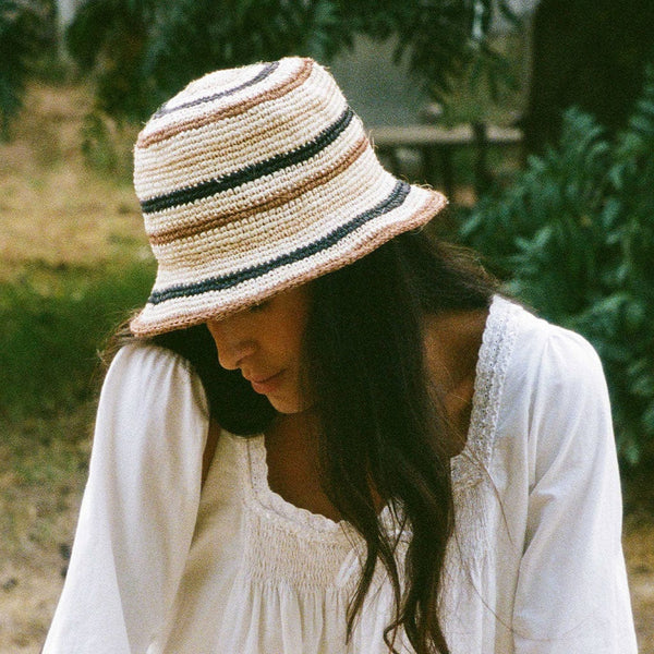 Made by Minga Fall Bucket Hat - Creme Striped