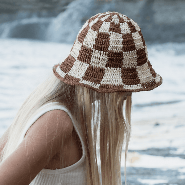 Made by Minga Summer Bucket Hat - Crocheted Checkered