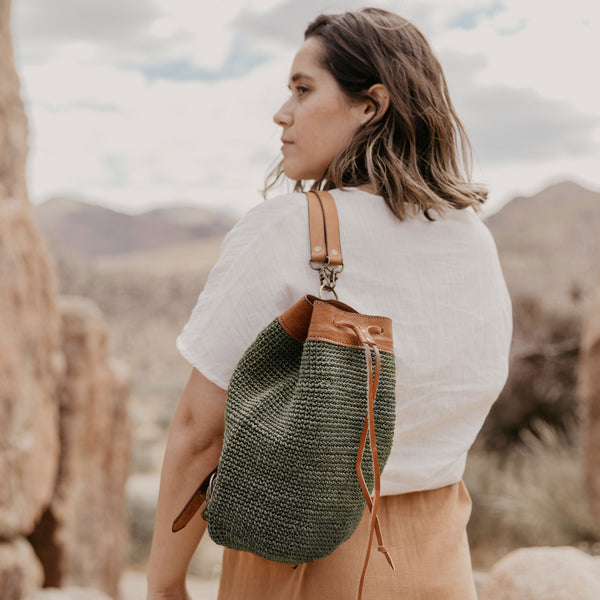Made by Minga Transito Woven Mini Backpack | Sage Green