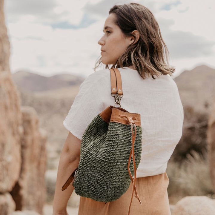 Made by Minga Transito Woven Mini Backpack | Sage Green