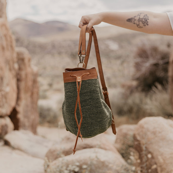 Made by Minga Transito Woven Mini Backpack | Sage Green