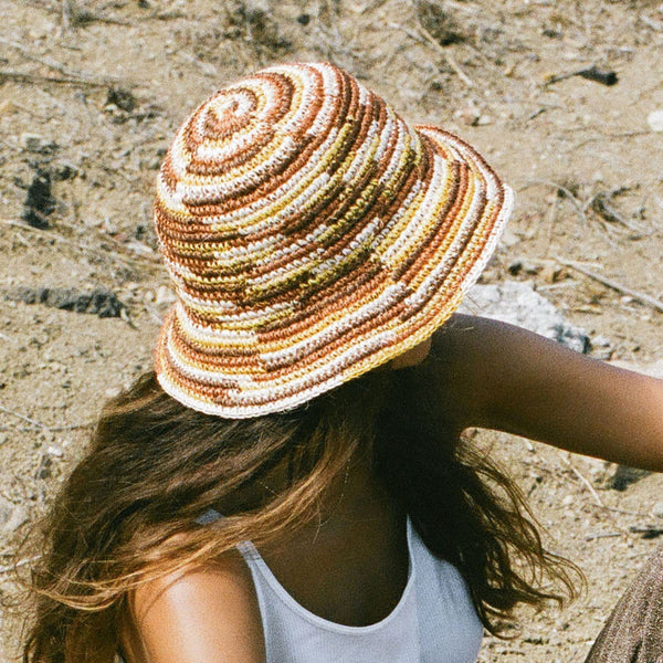 Made by Minga Woven Bucket Hat - Crocheted Multicolor Stripe