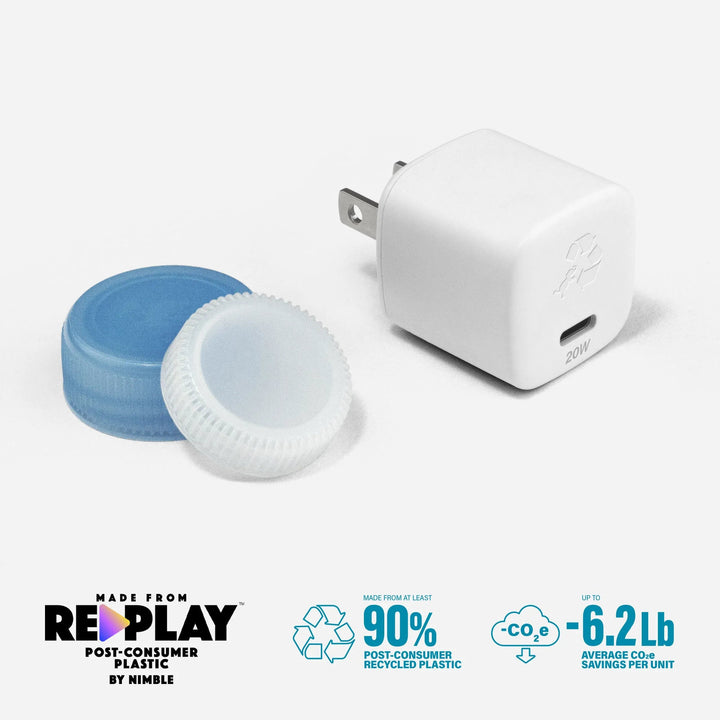 Nimble Polar White WALLY SubNano 20W Wall Charger