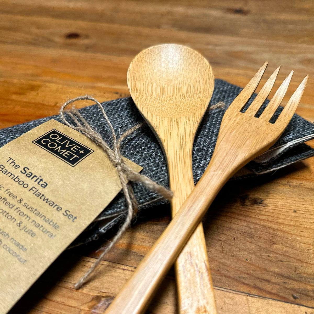 Sarita Bamboo Flatware Set - Handcrafted Travel Utensils