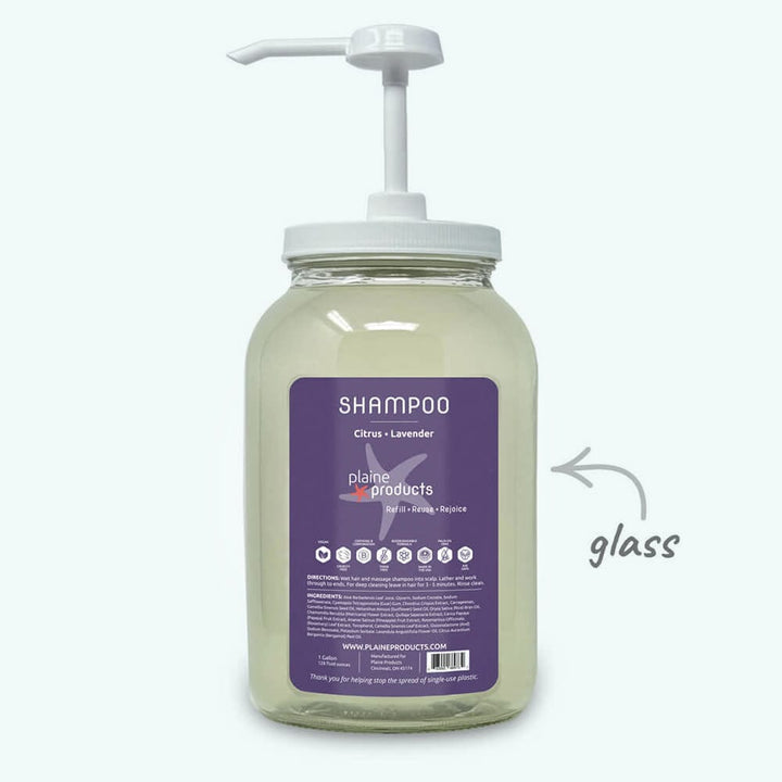 Plaine Products Citrus Lavender / 1 gal / Gallon Pump (+$15.00) Refillable Shampoo 16oz, 2.5oz