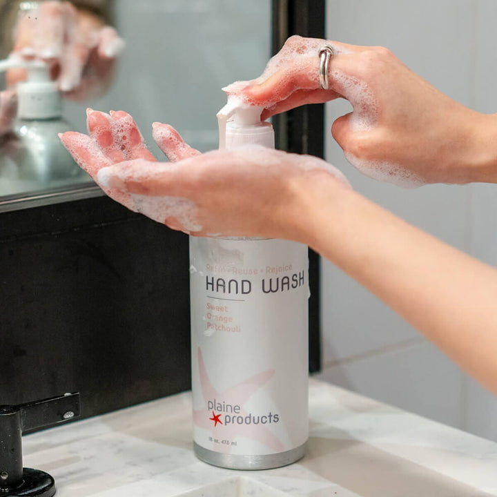 Plaine Products Sweet Orange Patchouli / 16 oz / 16oz Pump (+0.75) Hand Wash