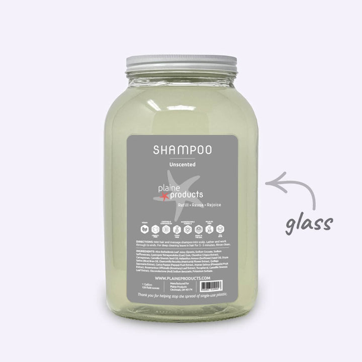 Plaine Products Unscented / 1 gal / No Pump (Refill) Refillable Shampoo 16oz, 2.5oz