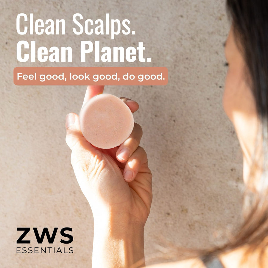 Driftwood conditioner bar in hand: clean scalps, clean planet. Plastic-free hair care by ZWS Essentials
