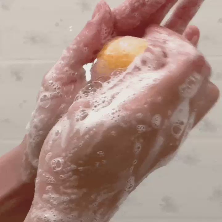 Shampoo bar: lather the bar in wet hands