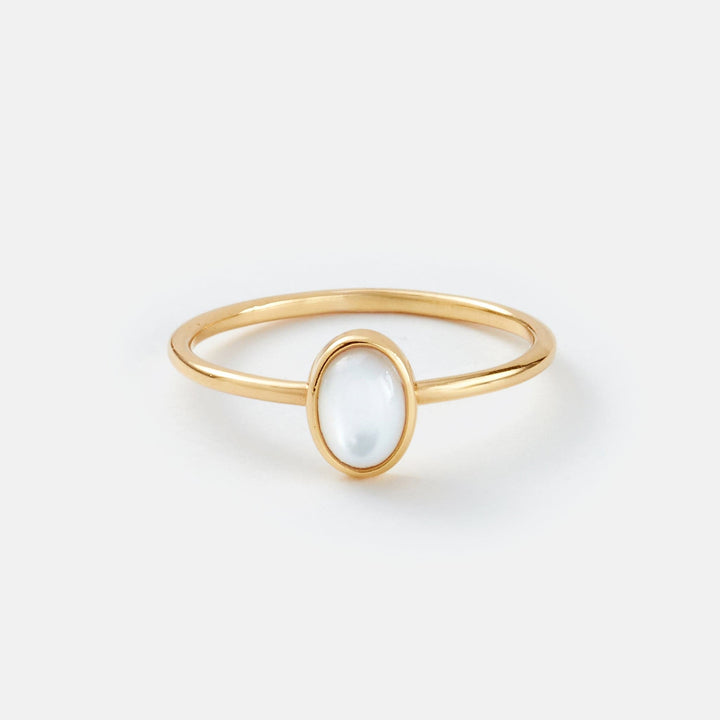 Sara Patino Jewelry Gold Petite Oval Pearl Ring