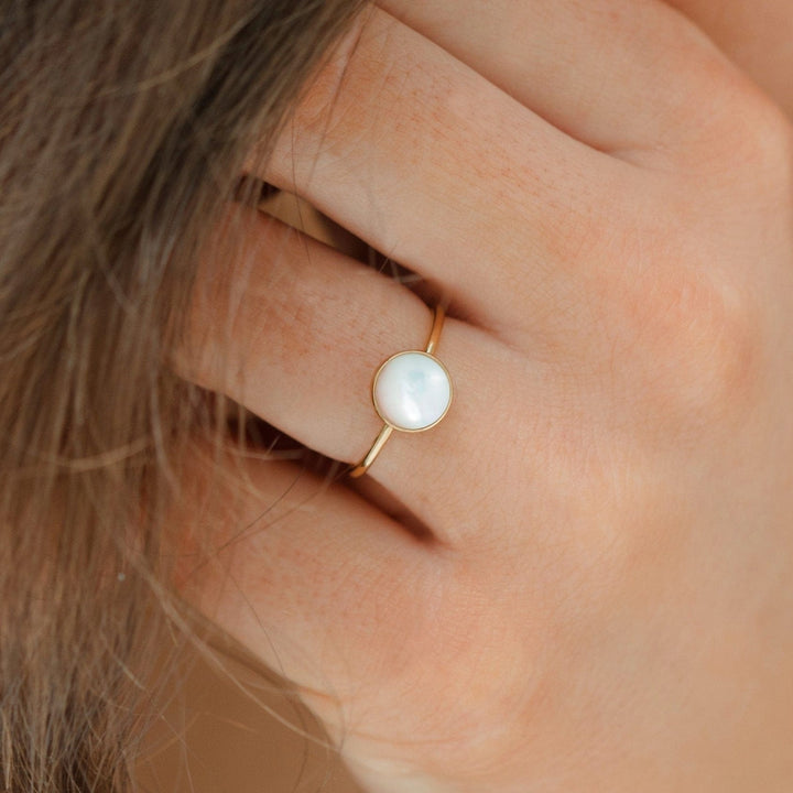 Sara Patino Jewelry Gold Round Pearl Ring