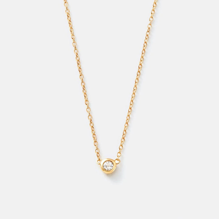 Sara Patino Jewelry Gold Tiny White Topaz Necklace