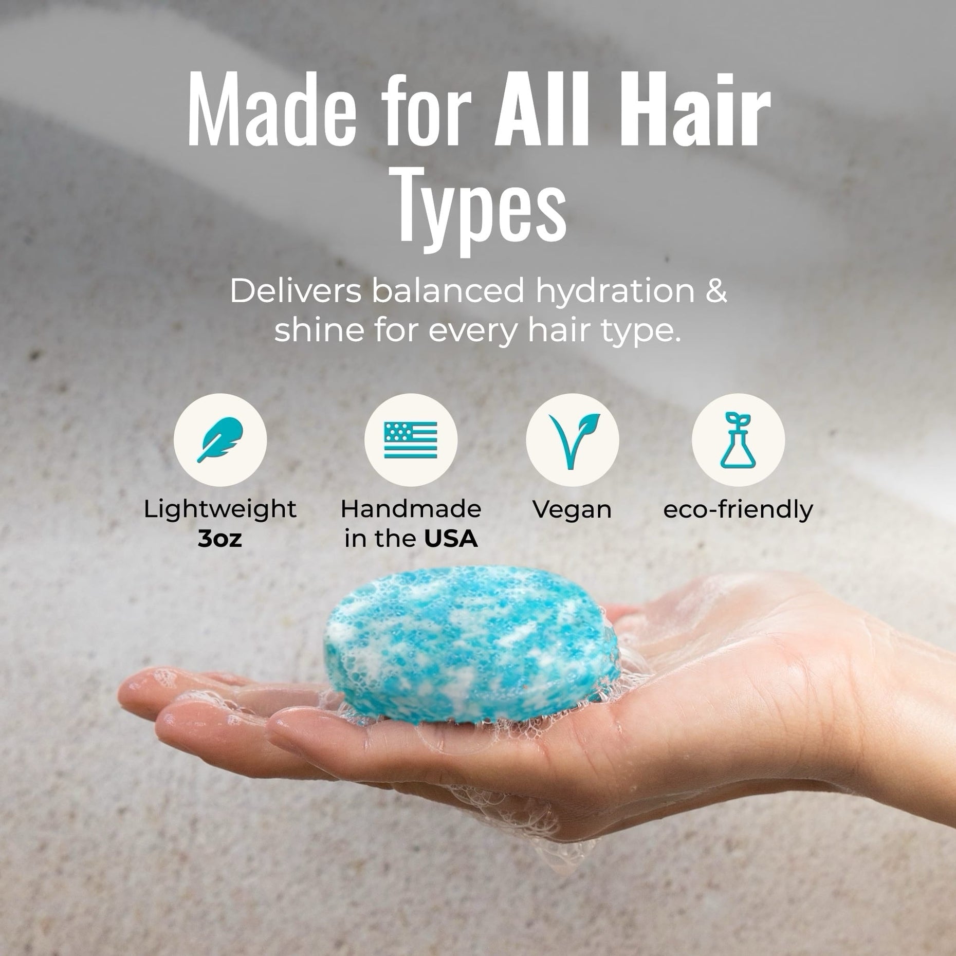 Earth shampoo bar for all hair types: lightweight 3 oz, handmade in the USA, vegan and eco-friendly
