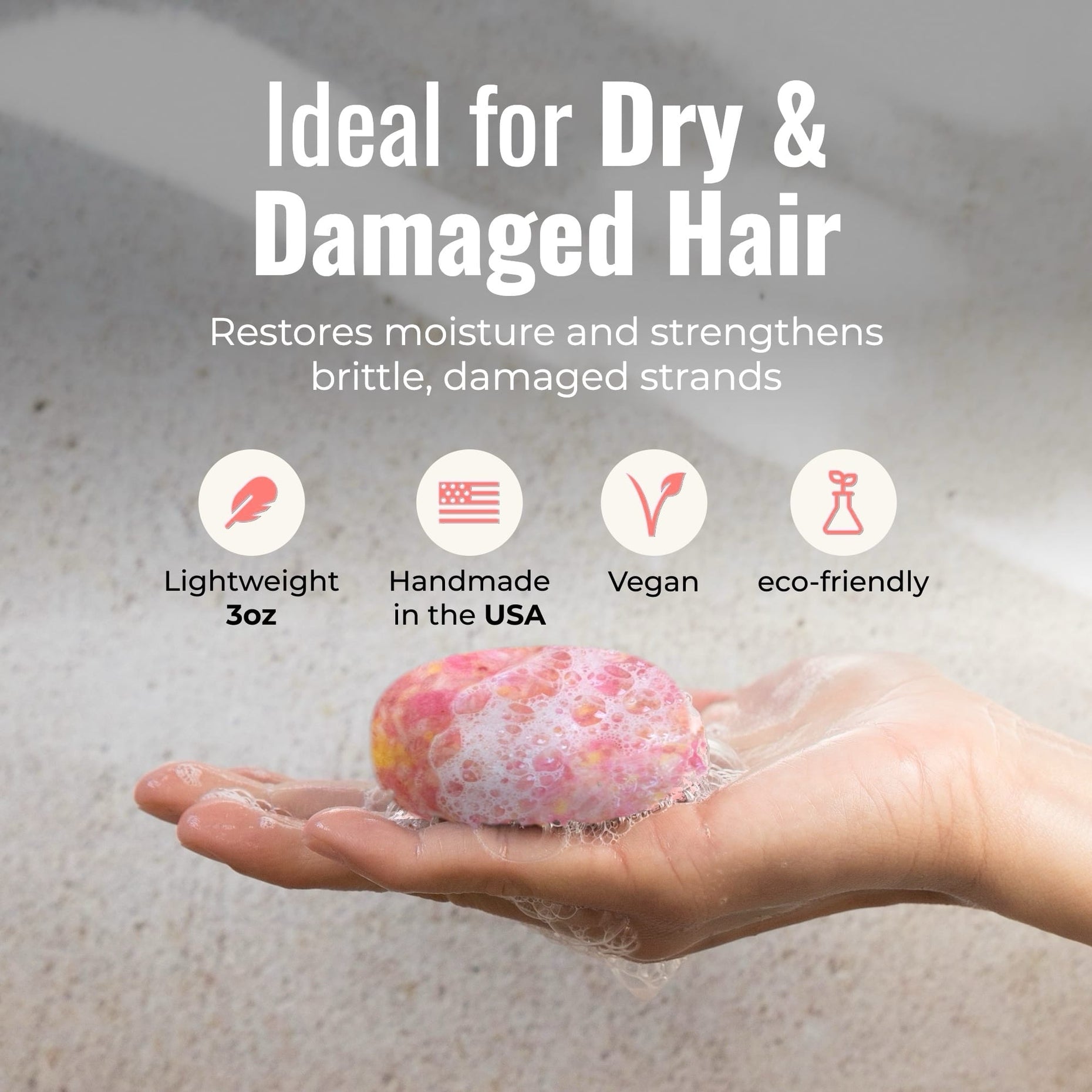 Sunkissed shampoo bar for dry and damaged hair: restores moisture and strengthens brittle strands