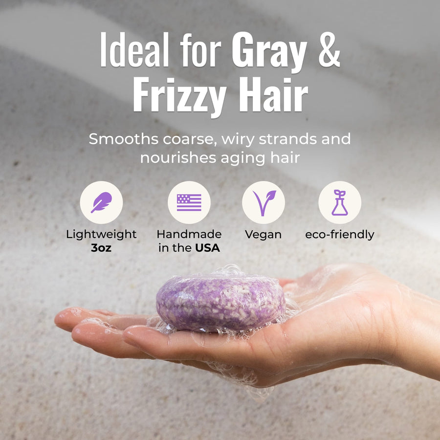 Oasis shampoo bar for gray and frizzy hair: smooths coarse, wiry strands and nourishes aging hair