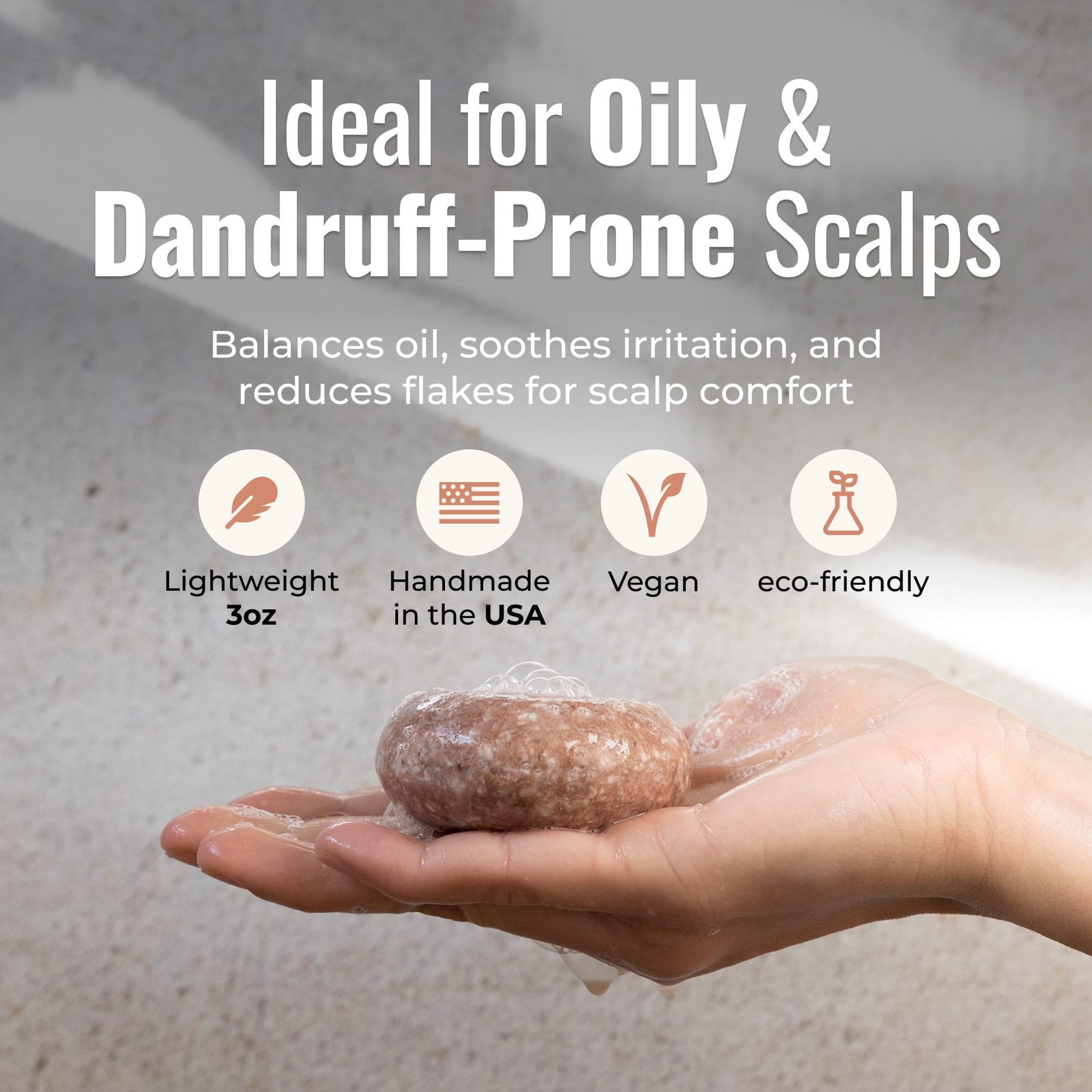 Driftwood shampoo bar for oily and dandruff-prone scalps: balances oil and soothes irritation