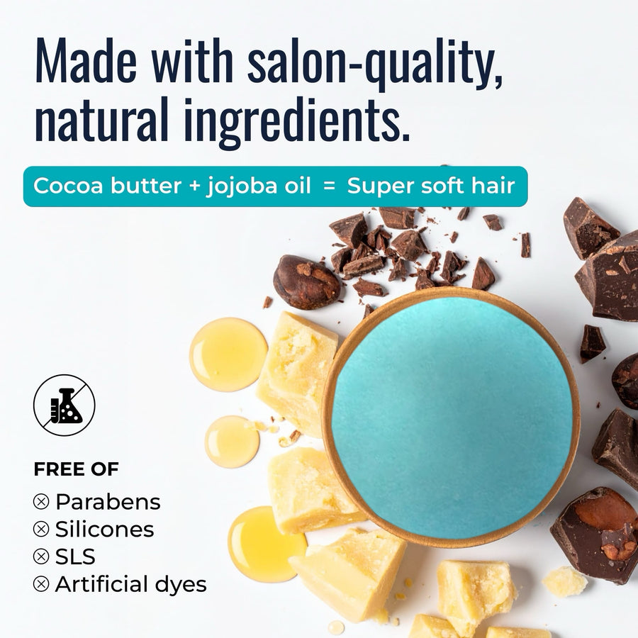 Earth shampoo and conditioner bars: salon-quality natural ingredients, cocoa butter and jojoba oil, free of parabens, silicones and SLS