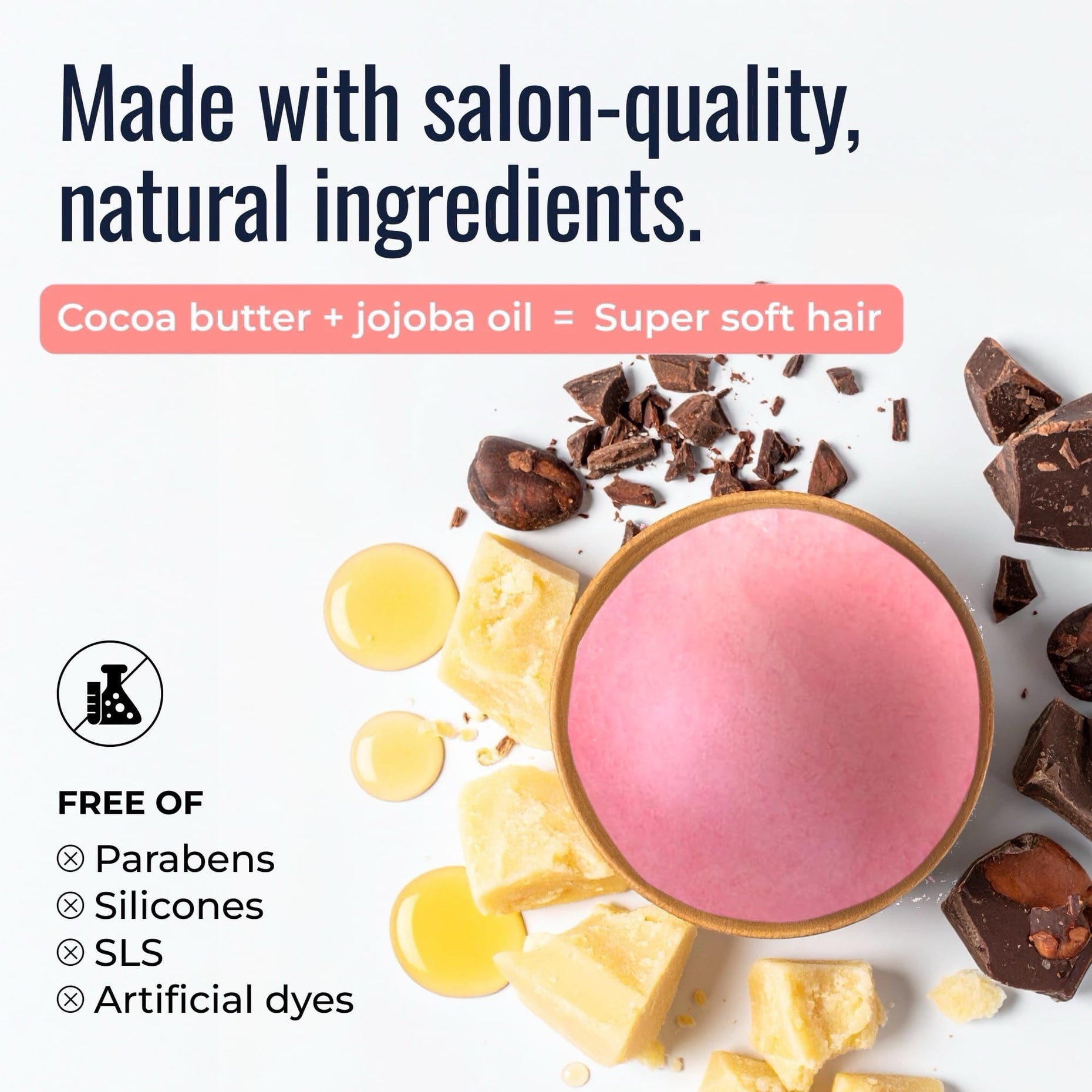 Sunkissed shampoo and conditioner bars: salon-quality natural ingredients, cocoa butter and jojoba oil, free of parabens, silicones and SLS