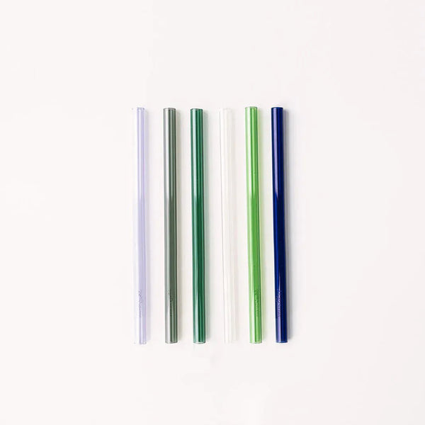 Simply Straws Classic 10" Glass Straw Set - Seaglass