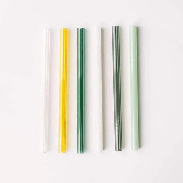 Simply Straws Wide 8" Glass Straw Set - Fjord Mist