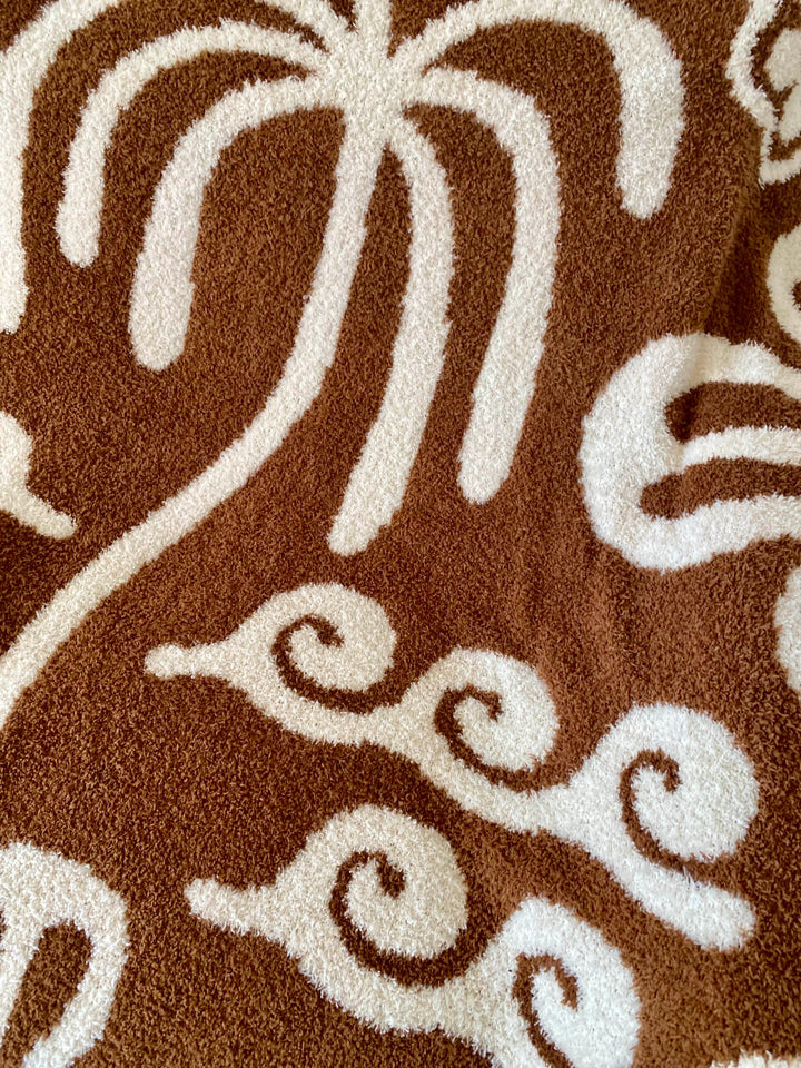 Sundream Hanalei Plush Throw - Mocha & Cream