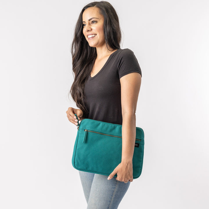 Terra Thread® Deep Sea Teal Erdig Laptop Sleeve 13 and 14 inches