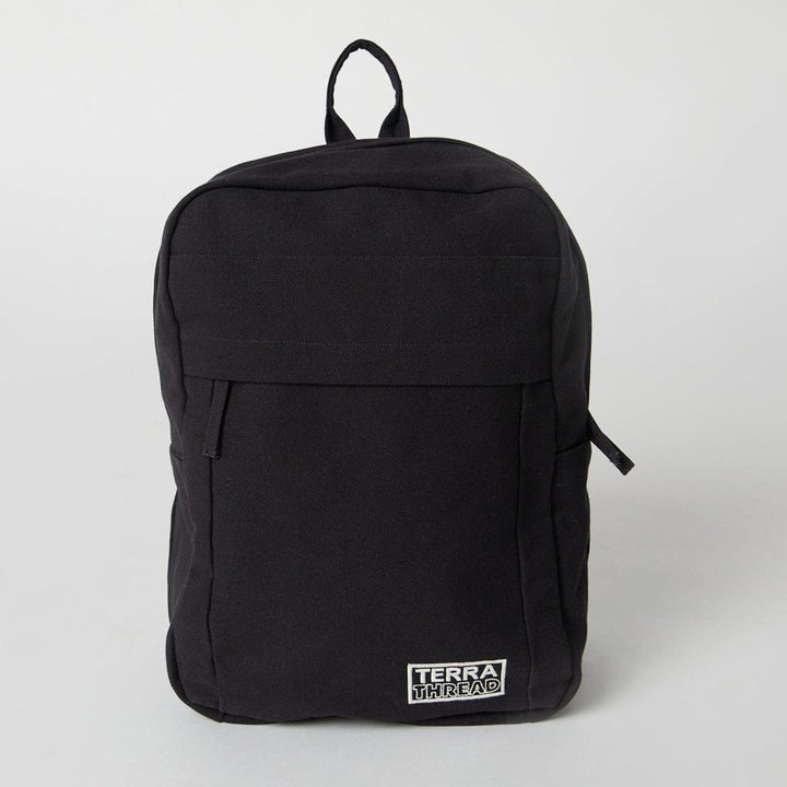 Terra Thread Ivory Black Organic Cotton Canvas Everyday Backpack