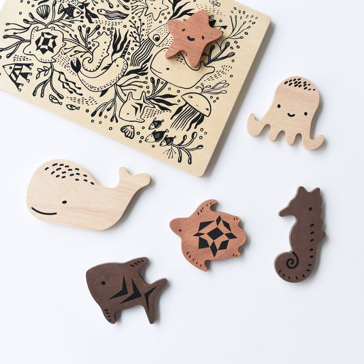 Wee Gallery Wooden Tray Puzzle - Ocean Animals