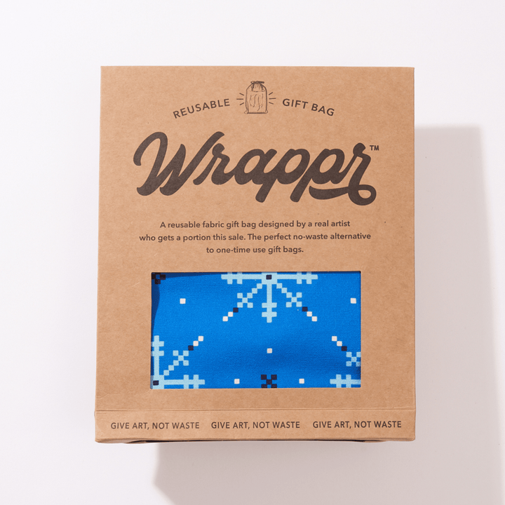 Wrappr Blue Fabric Gift Bag by Kelsey Weigl | 14", Cotton