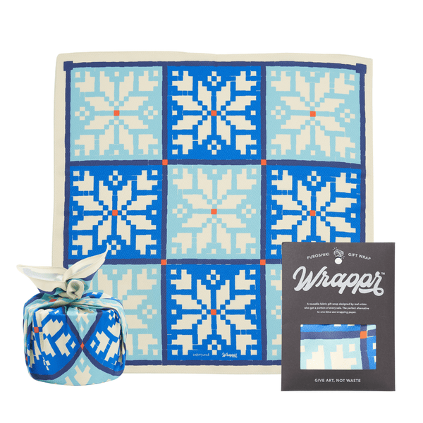 Wrappr Blue Furoshiki Gift Wrap by Kelsey Weigl | 18", Polyester