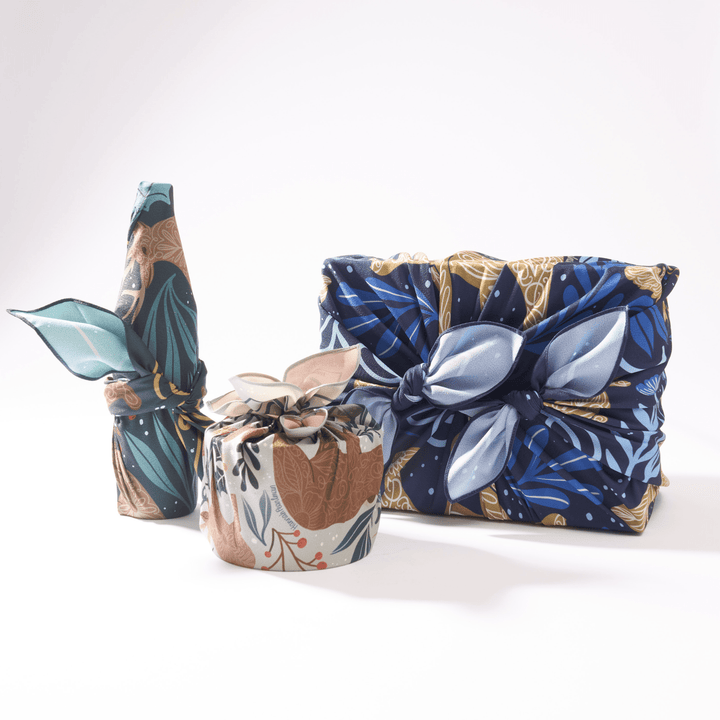 Wrappr Bundle of 3 Furoshiki Wraps by Hannah Pearlman | 18", 28" & 35", Polyester