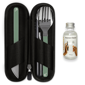 Cliffset Gualala Green Reusable Portable Starter Pack with Cutlery, Refillable Cleaner, and Cleaning Solution