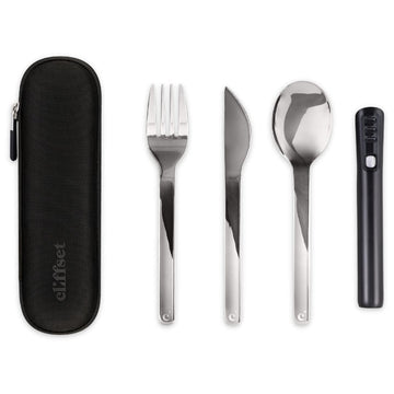 Cliffset Stinson Silver (No Paint) Reusable Portable Cutlery with Refillable Cleaner
