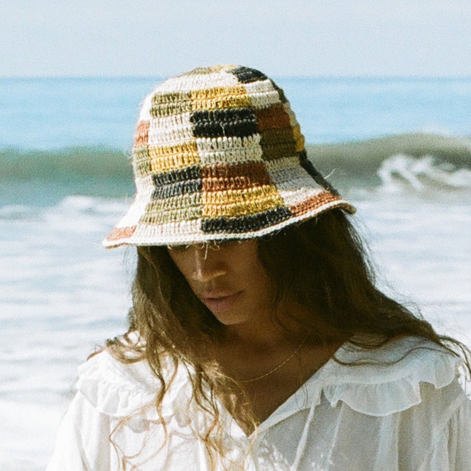 Crocheted Bucket Hats Checkered M
