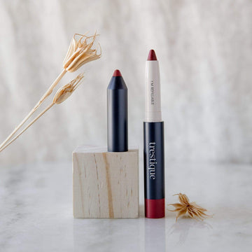 TRESTIQUE Matte Lip Crayon + Balm- Zero Waste Makeup, Refillable, Vegan, All Natural
