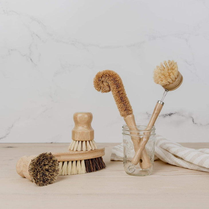 All Natural Bottle Cleaning Brush Set NO Plastic Sisal Bristles and Wood  Handle Bottle Cleaners, Lid Brush, Long Natural Straw Brush 