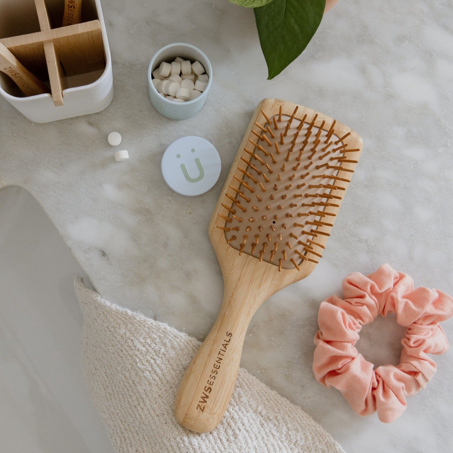 ZWS Essentials Bamboo Hair Brush - Zero Waste Hair Brush, Plastic Free, 100% Bamboo, Compostable