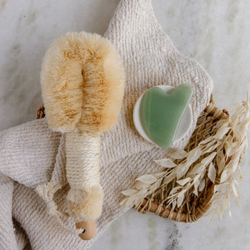 ZWS Essentials Jade Gua Sha and Dry Brush Self-Care Mini Kit