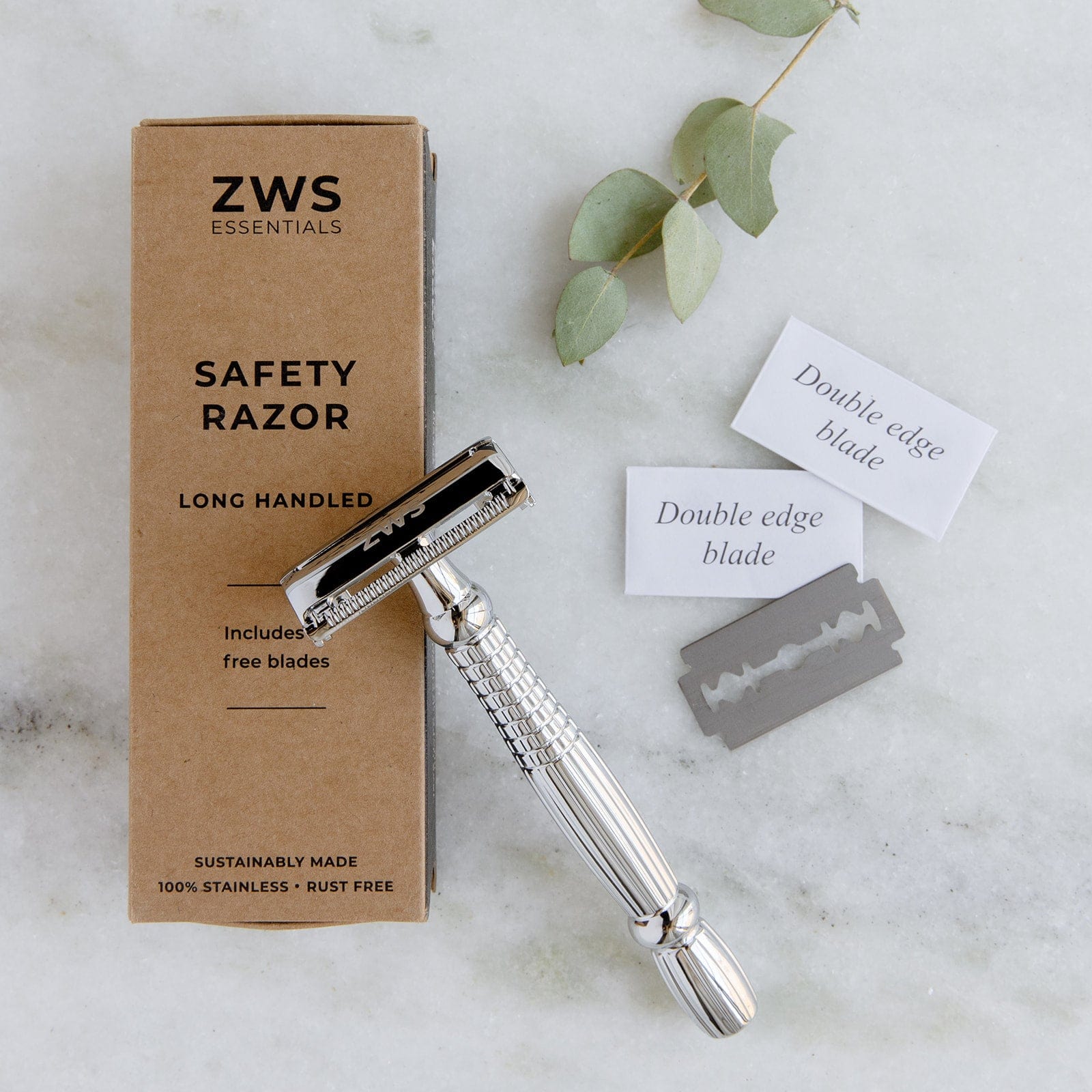 Zero Waste Safety Razor - Sustainable Razor - Single Blade, 10 Free Bl ...