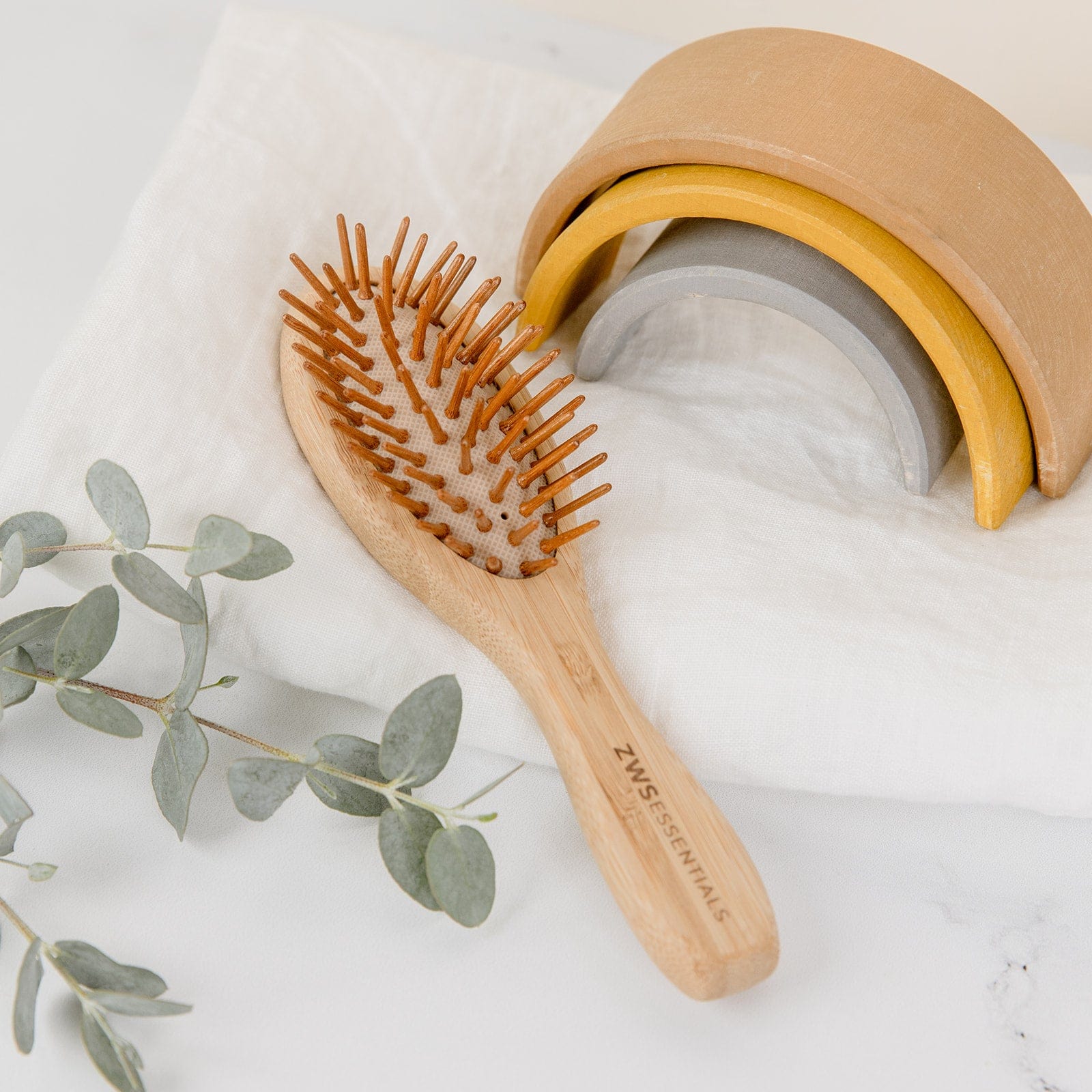 zws essentials mini bamboo hairbrush zero waste hair brush 100 bamboo plastic free compostable 31273359179887