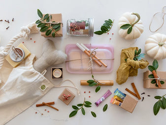 flat lay of various sustainable gift ideas