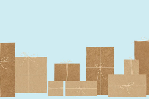 Illustration of kraft paper wrapped gifts